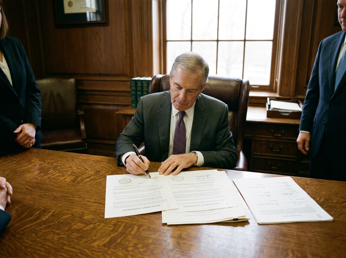 Client signing a written engagement agreement for legal fees