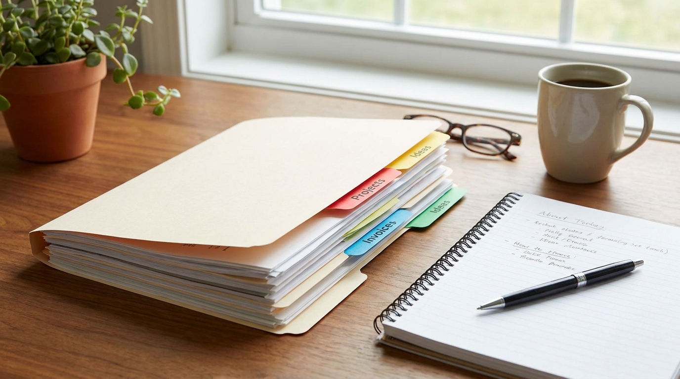 Organized documents prepared for a lawyer consultation