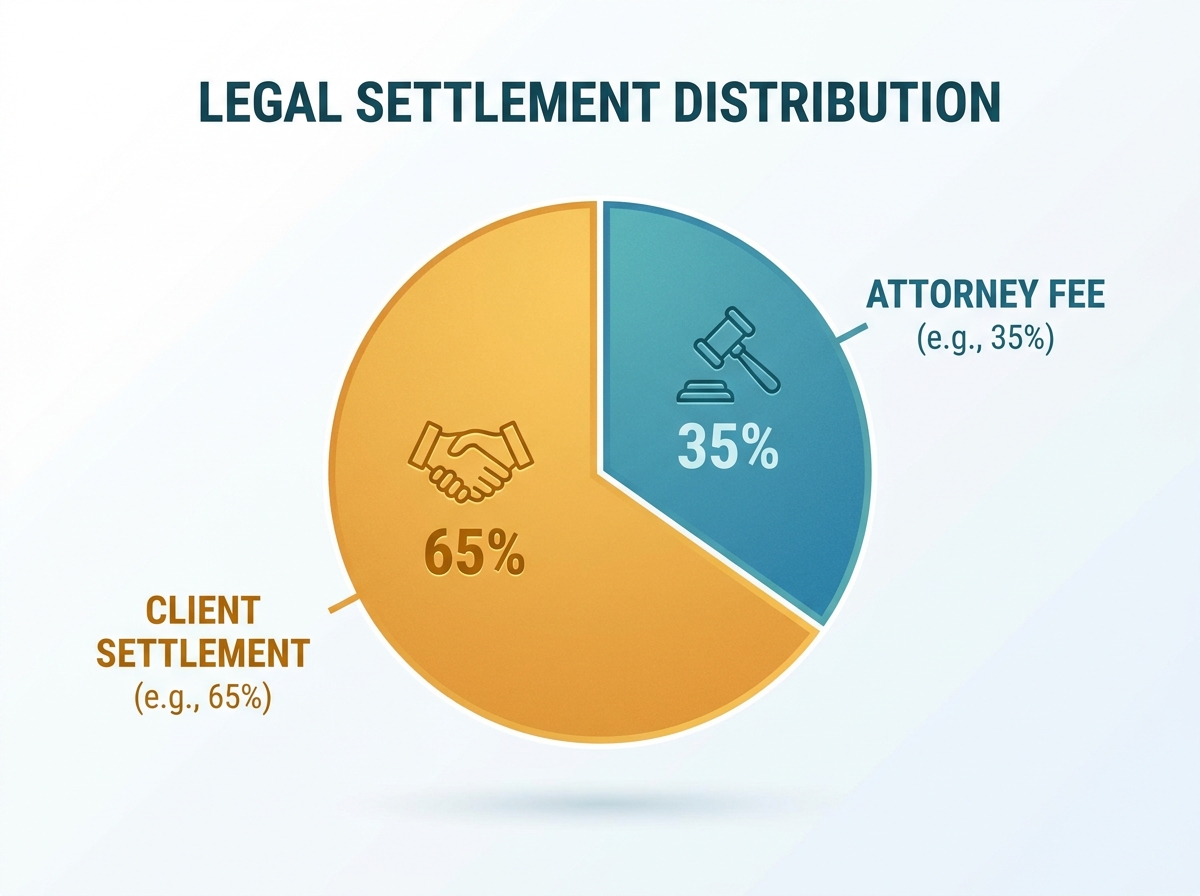 Visual representation of a contingency fee split